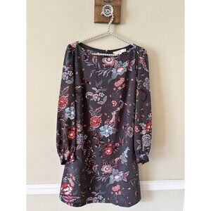 LOFT Womens Size 2 Gray Floral Long Sleeve Shift Dress